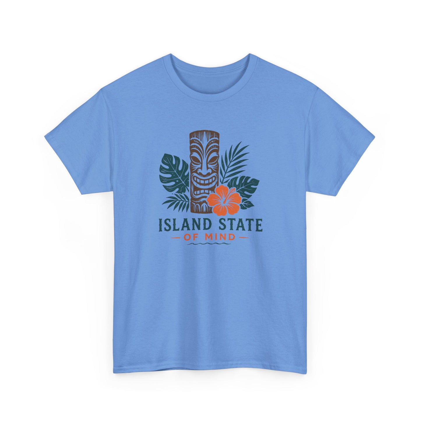 Island State of Mind T-Shirt — Tropical Tiki Tee with Hibiscus & Palm Leaves