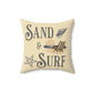 Tan Sand & Surf Spun Polyester Square Pillow Caribbean Rays