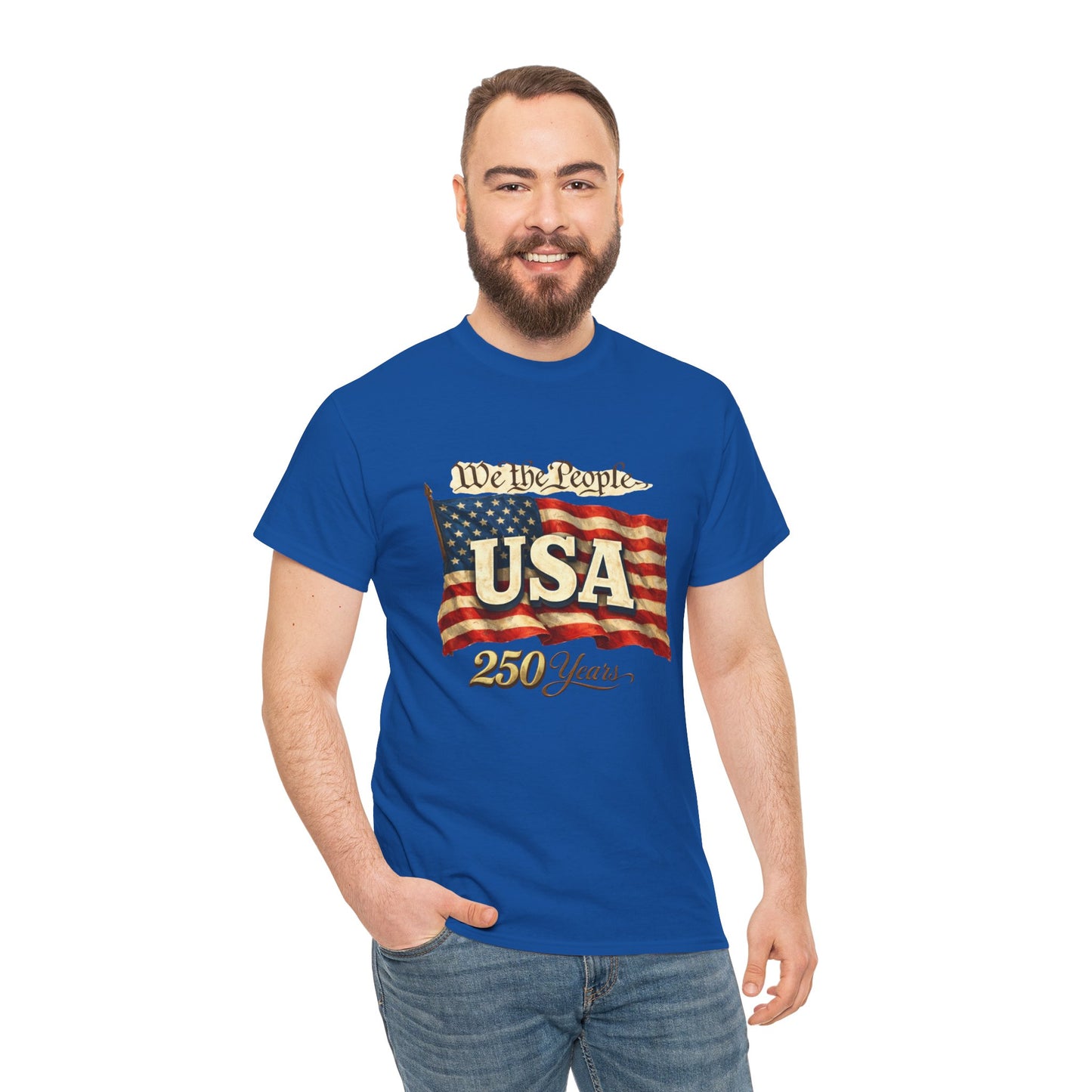 USA 250 Years Vintage Flag T-Shirt — "We the People" Patriotic Tee