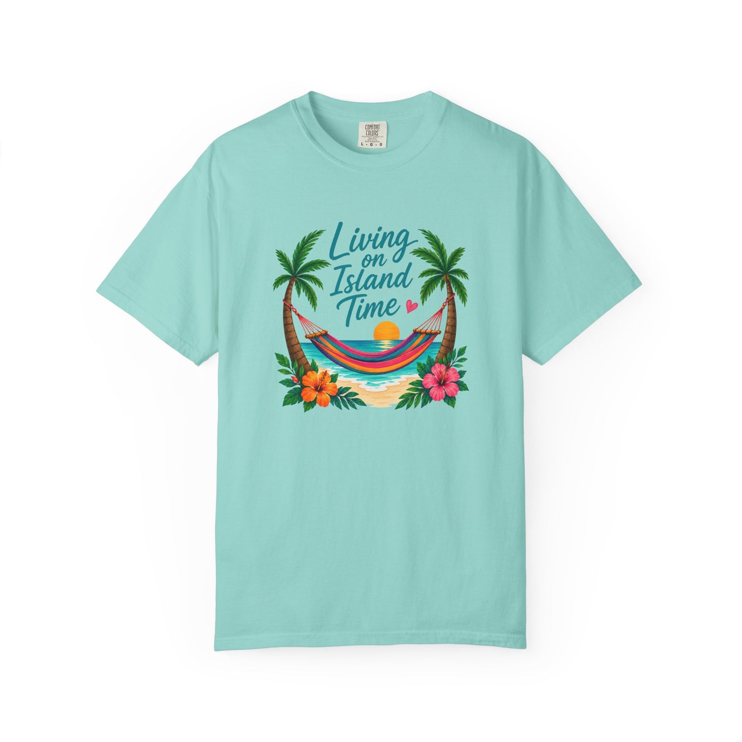 Island Time T-Shirt — "Living on Island Time" Tropical Hammock Tee