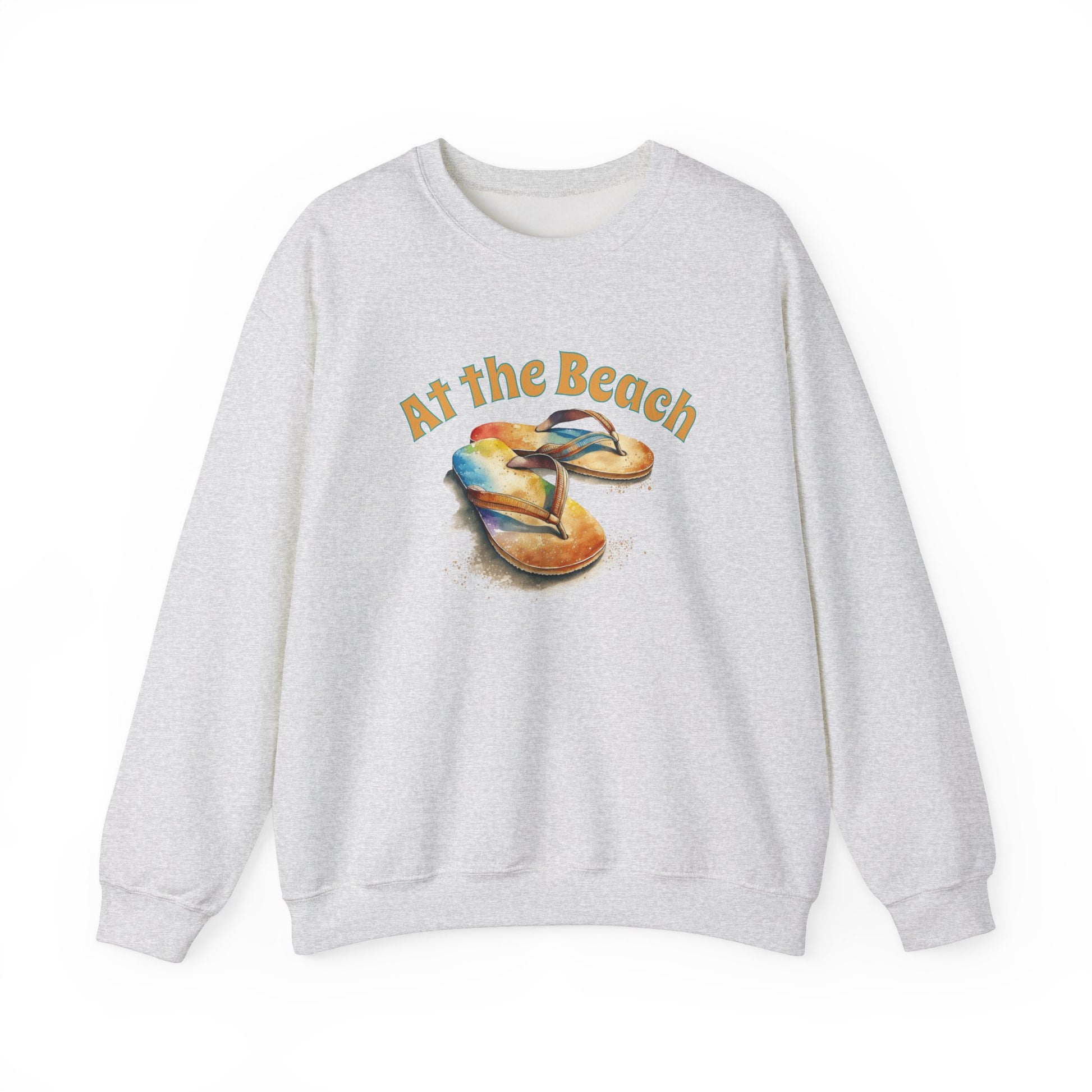 At the Beach Flip Flop Unisex Sweatshirt - "At the Beach" Flip Flop Design -by Caribbean Rays