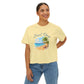 Beach Days Boxy Tee — Tropical Palm Beach Graphic for Women