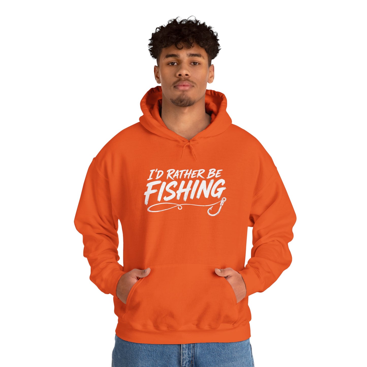Fishing Hoodie – "I'd Rather Be Fishing" Graphic Pullover for Anglers