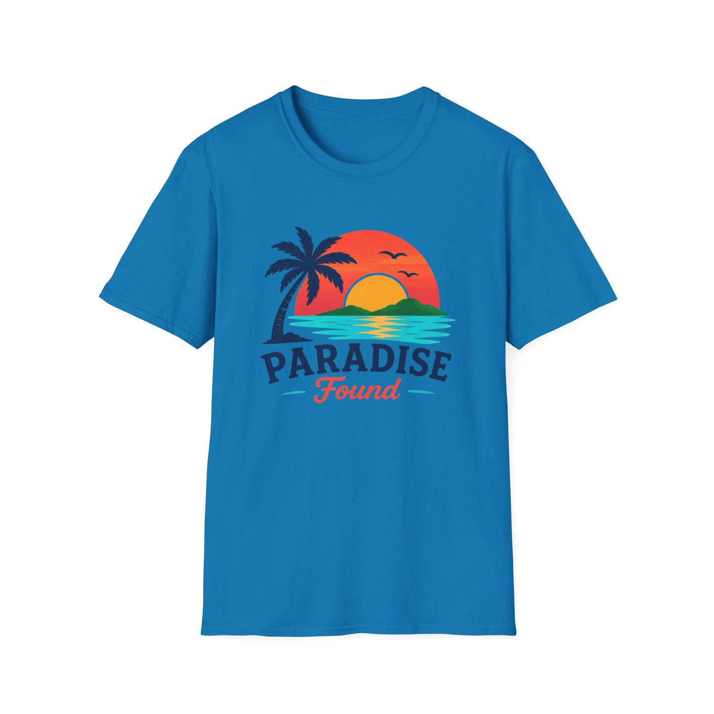 Paradise Found T‑Shirt — Retro Sunset Palm Beach Tee