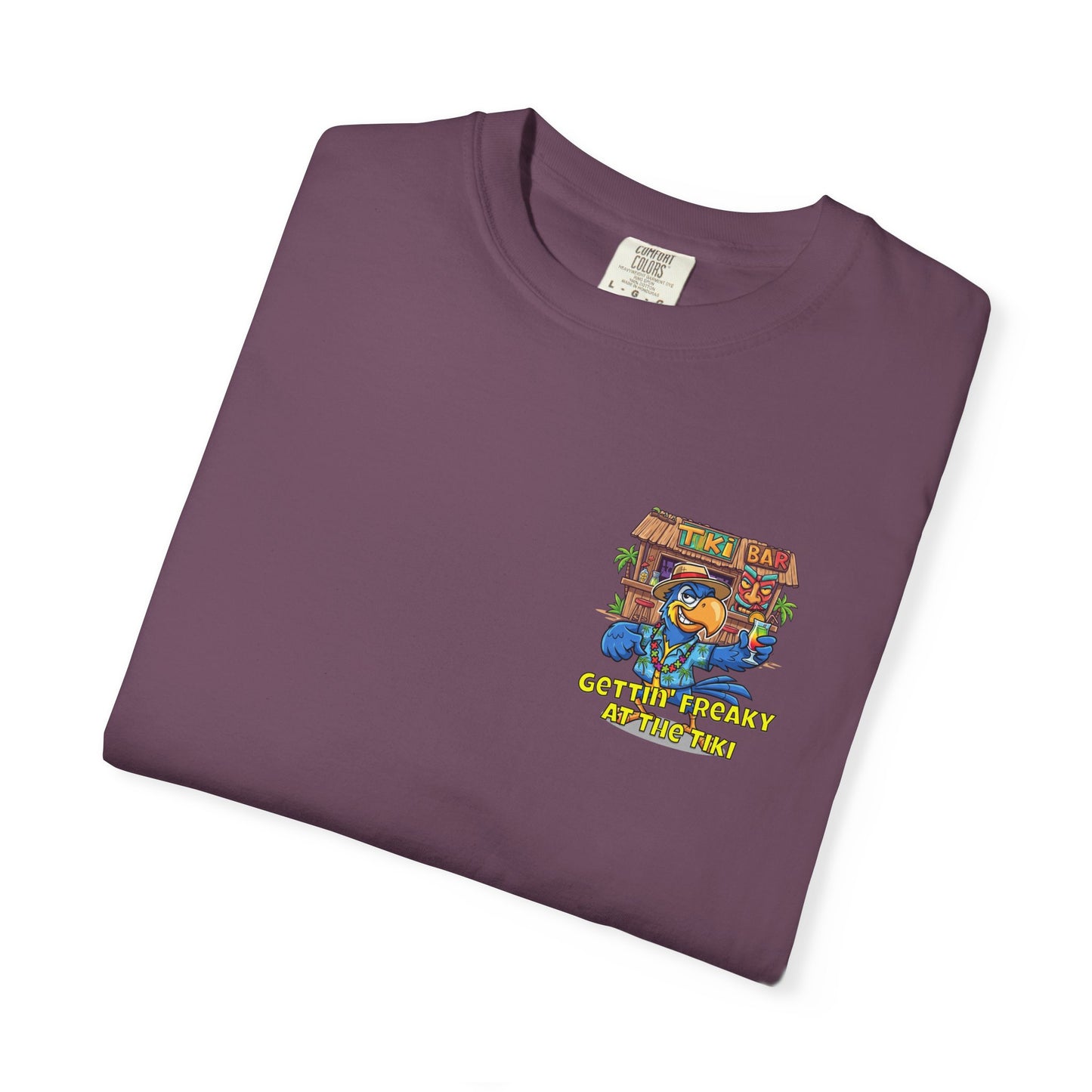 Gettin' Freaky at the Tiki Dancing Parrot Comfort Colors T-shirt