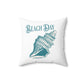 Beach Day Aqua Conch Shell Spun Polyester Square Pillow