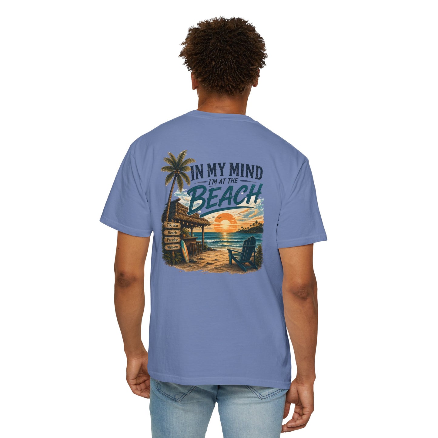 Beach Sunset T-Shirt — "In My Mind I'm at the Beach" Vintage Coastal Tee