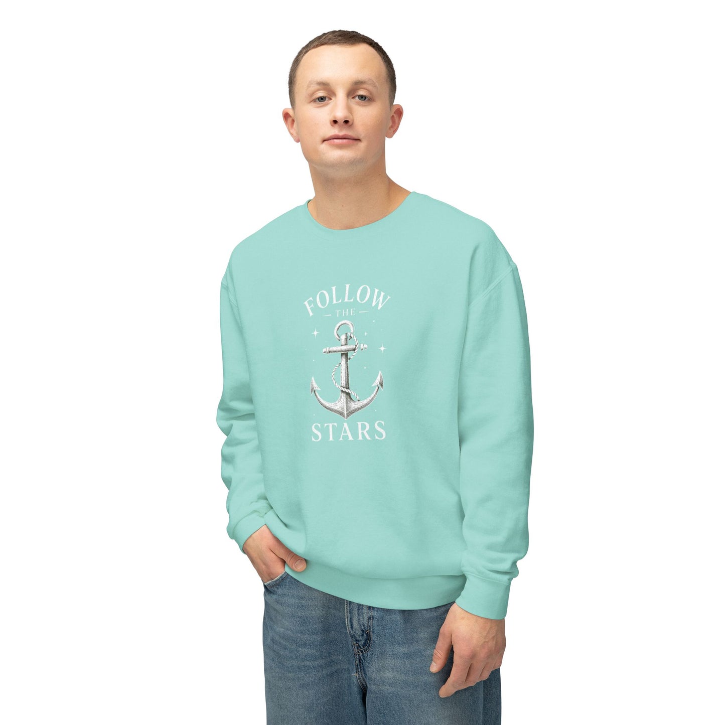 Anchor 'Follow the Stars' Crewneck Sweatshirt — Nautical Vintage Anchor Graphic