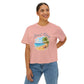 Beach Days Boxy Tee — Tropical Palm Beach Graphic for Women