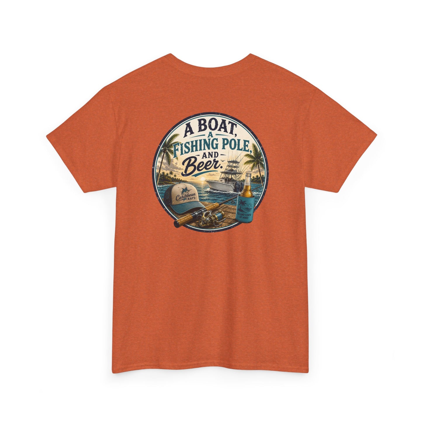 T-Shirt — "A Boat, Fishing Pole and Beer" Vintage Fishing Graphic Tee