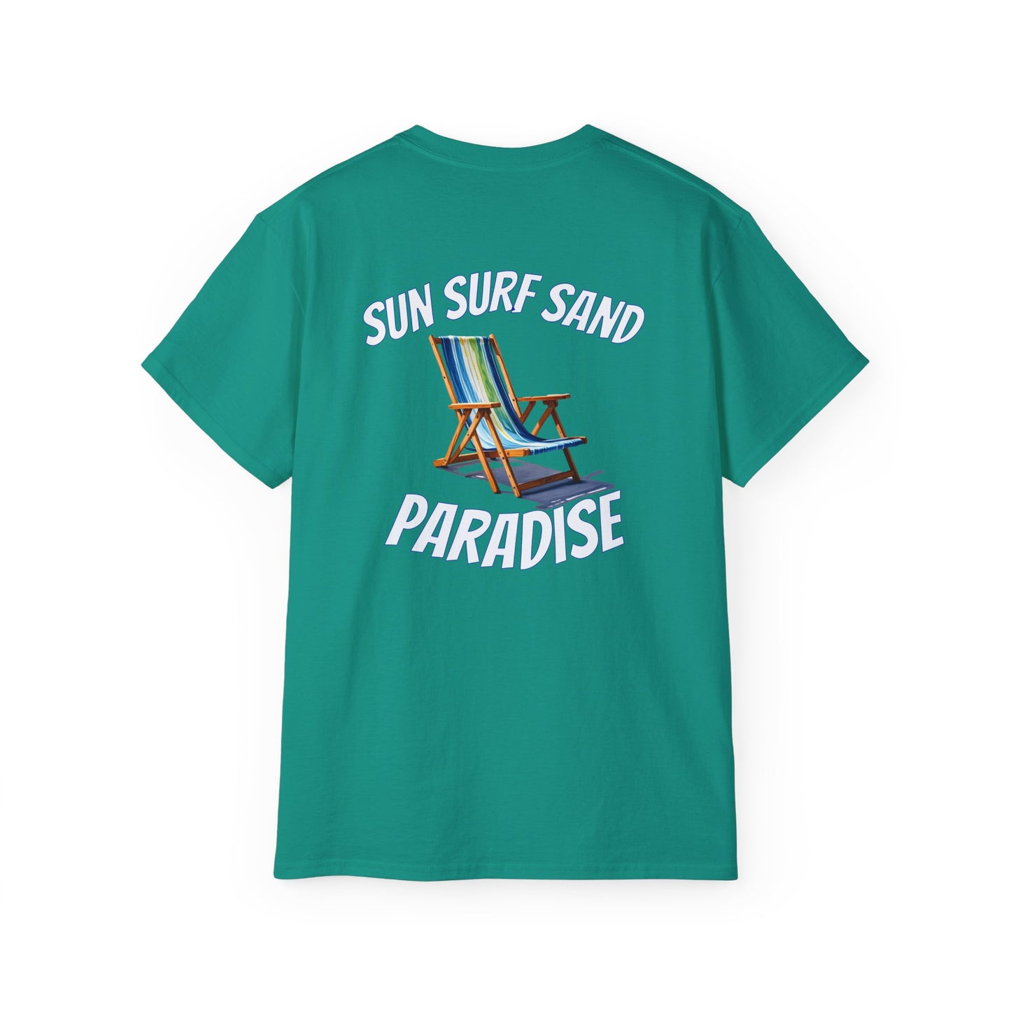 Tiki Beach Collection Sun Surf Sand Paradise Unisex Ultra Cotton Tee -at Caribbean Rays