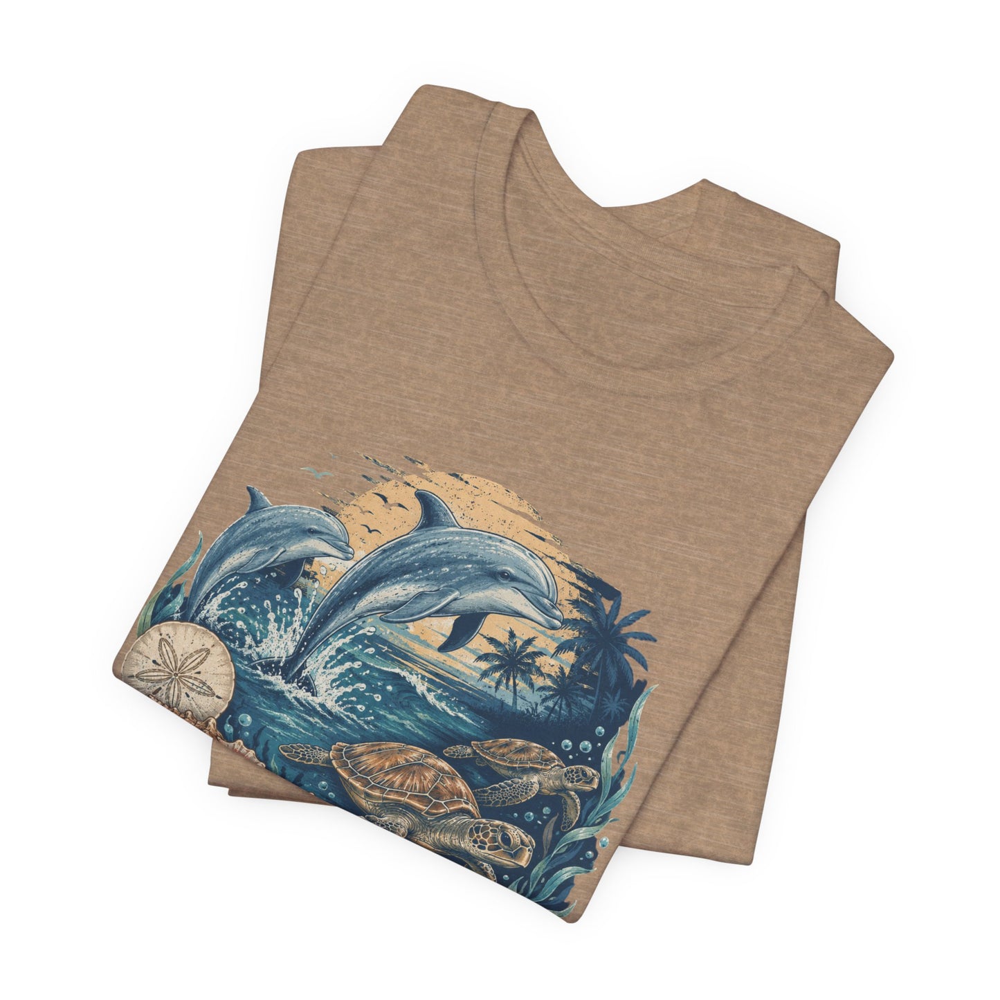 Ocean Life Tee — Vintage Dolphin & Seashell Beach Shirt