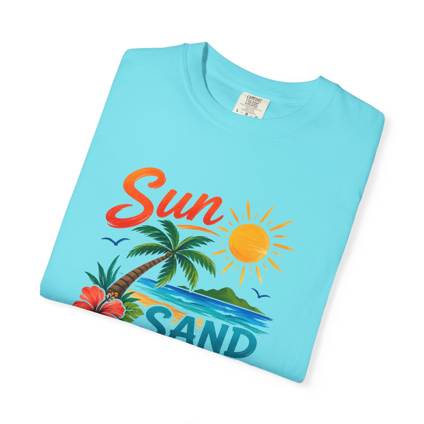 Sun, Sand & Sea T-Shirt – Tropical Beach Palm Tree Graphic Tee