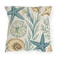 Coastal Shells Outdoor Pillow — Nautical Starfish & Seaweed Patio Cushion