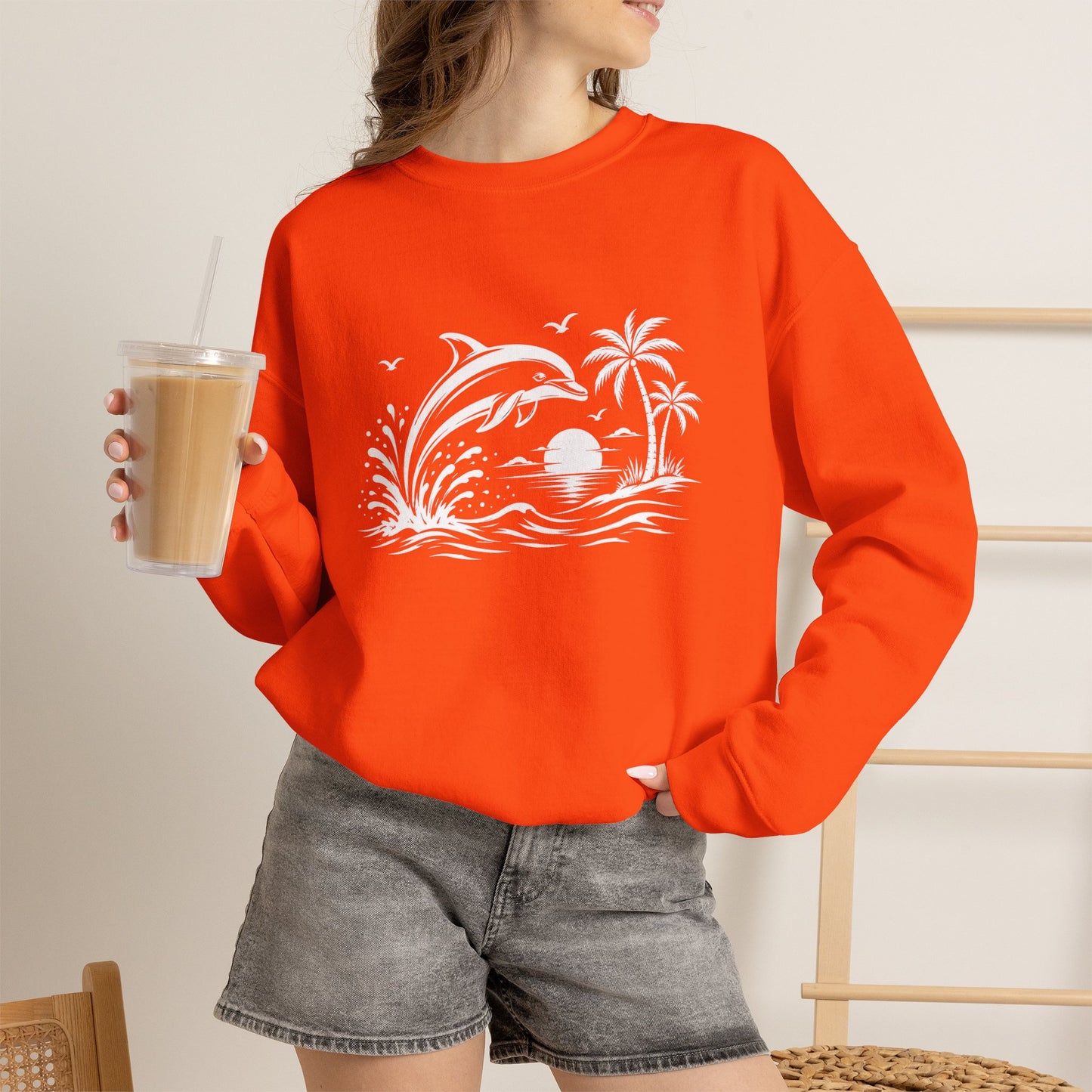 Dolphin Sunset Crewneck Sweatshirt