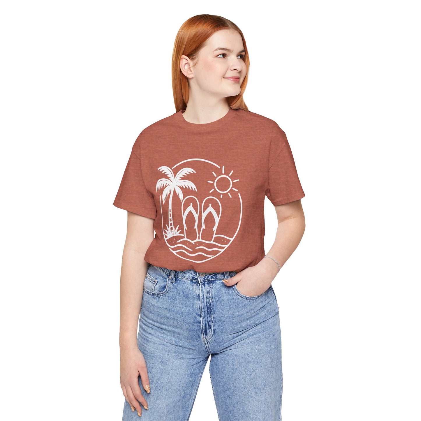 Beach Flip Flop Palm Circle Graphic Tee