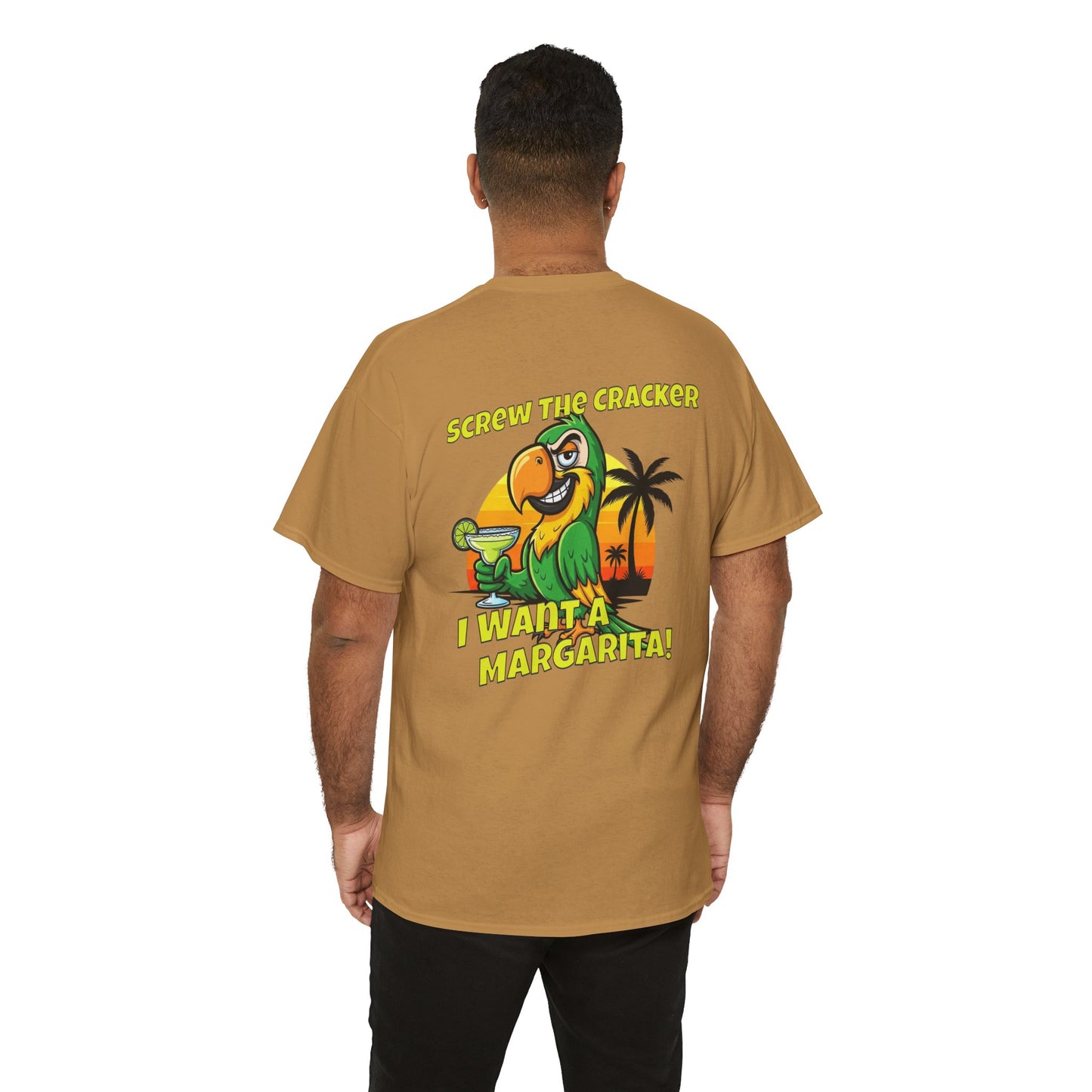 Screw the Cracker I Want a Margarita" T-Shirt Tropical Parrot Cocktail Tee