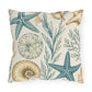 Coastal Shells Outdoor Pillow — Nautical Starfish & Seaweed Patio Cushion