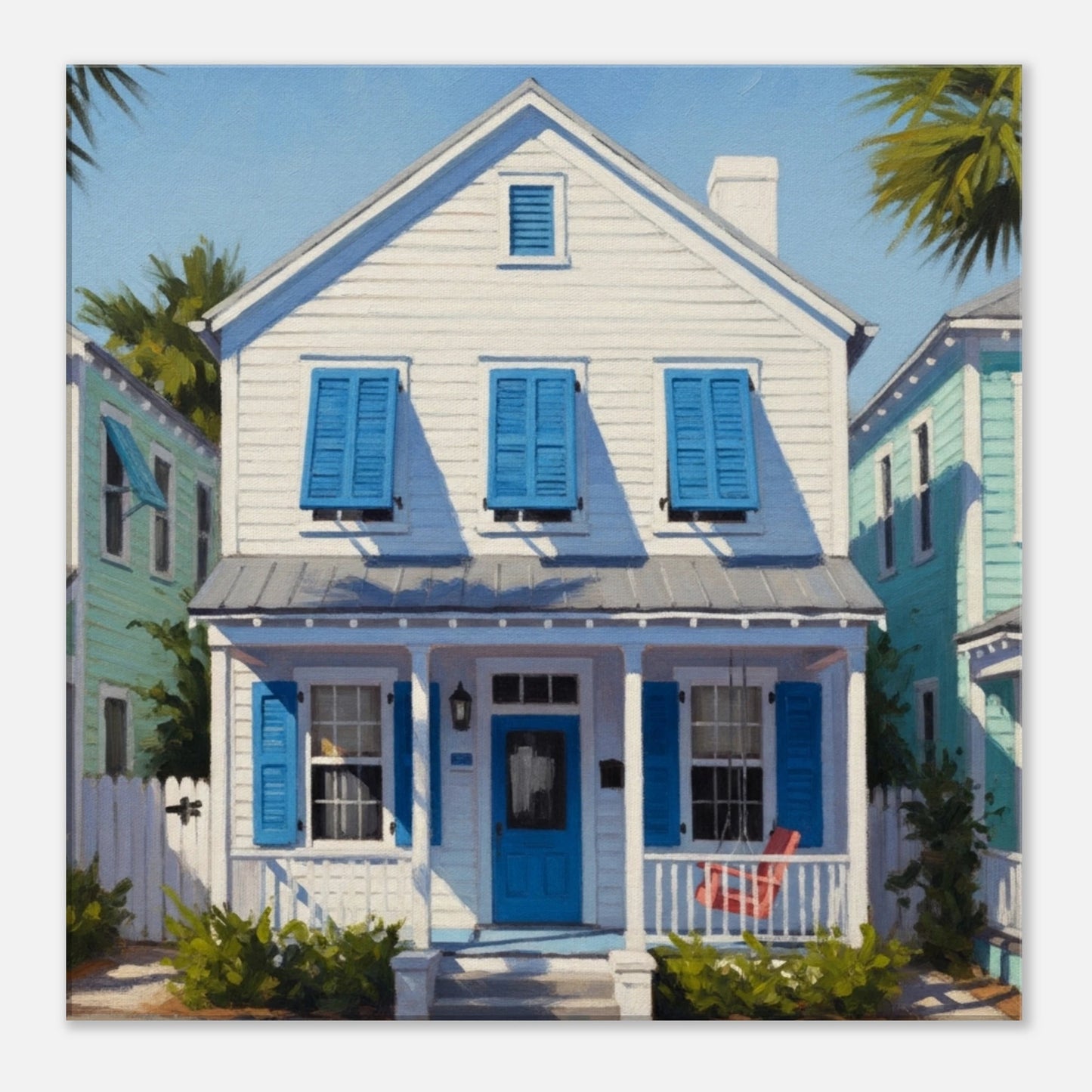 White Key West House Canvas Wall Print at Caribbean Rays