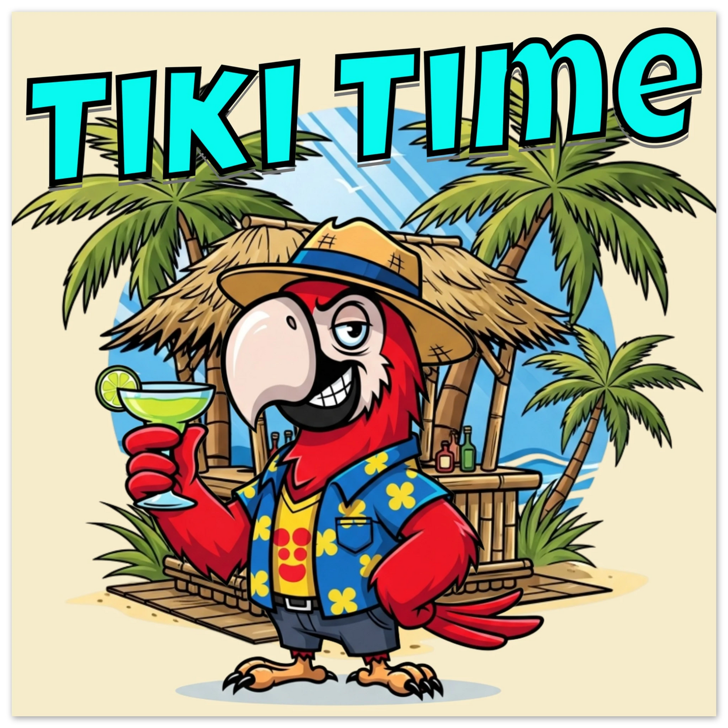 Tiki Time Aluminum Wall Print by Caribbean Rays