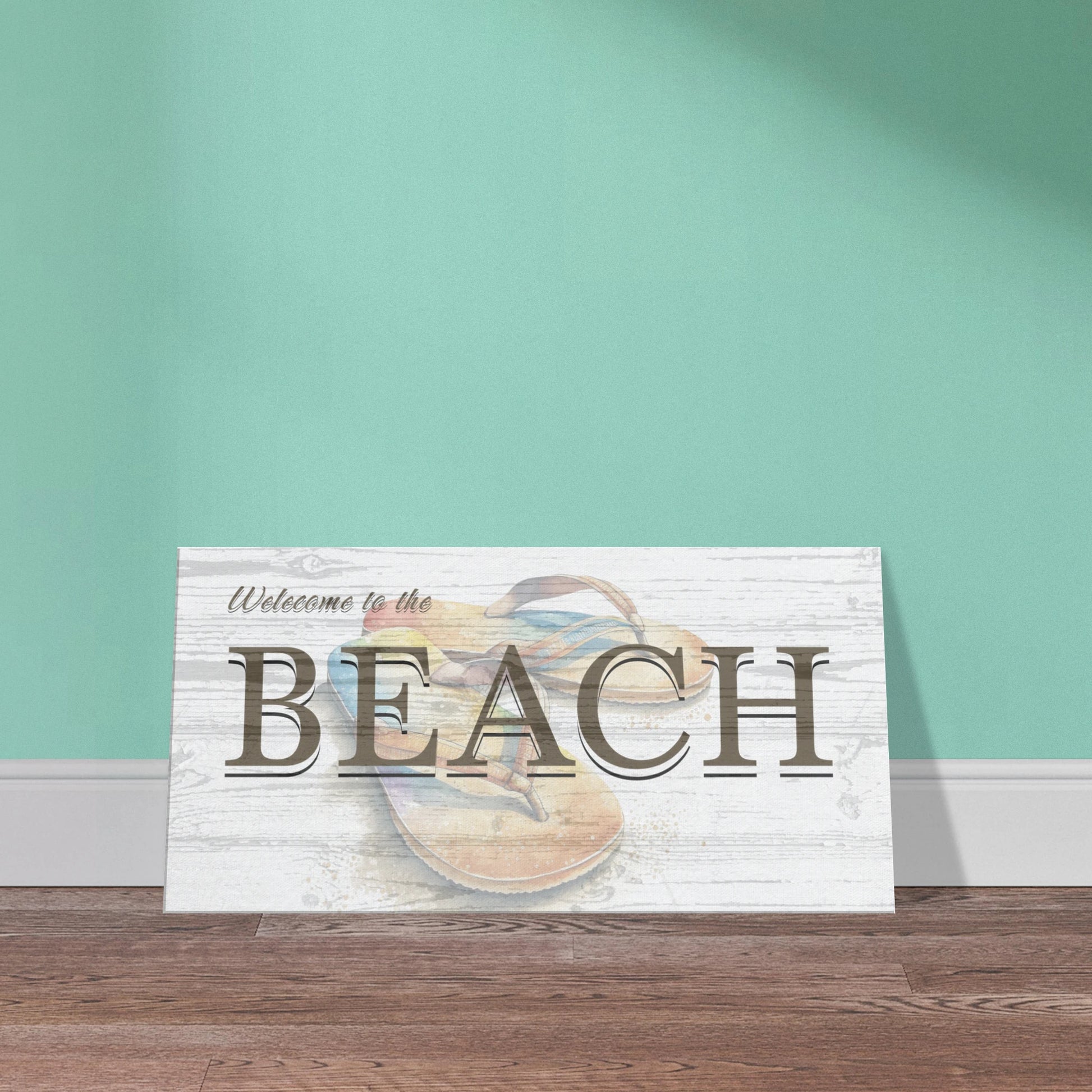 Welcome To the Beach Flip Flop Canvas Print Art at Caribbean Rays