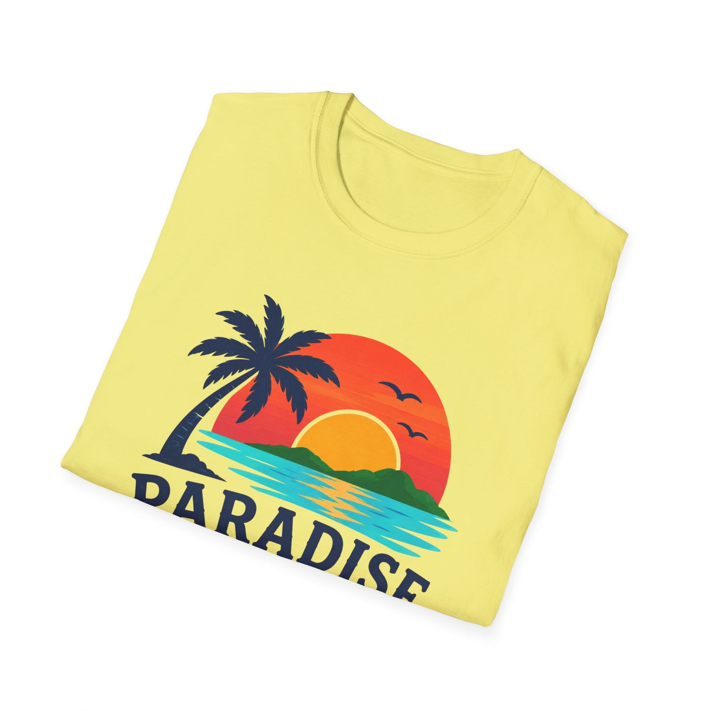 Paradise Found T‑Shirt — Retro Sunset Palm Beach Tee