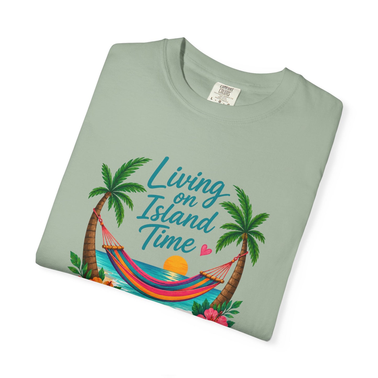 Island Time T-Shirt — "Living on Island Time" Tropical Hammock Tee