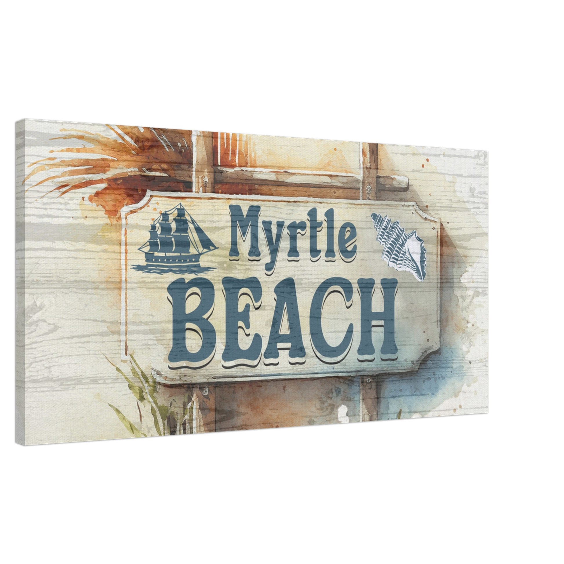 Myrtle Beach Sign Large Canvas Wall Print - Caribbean Rays