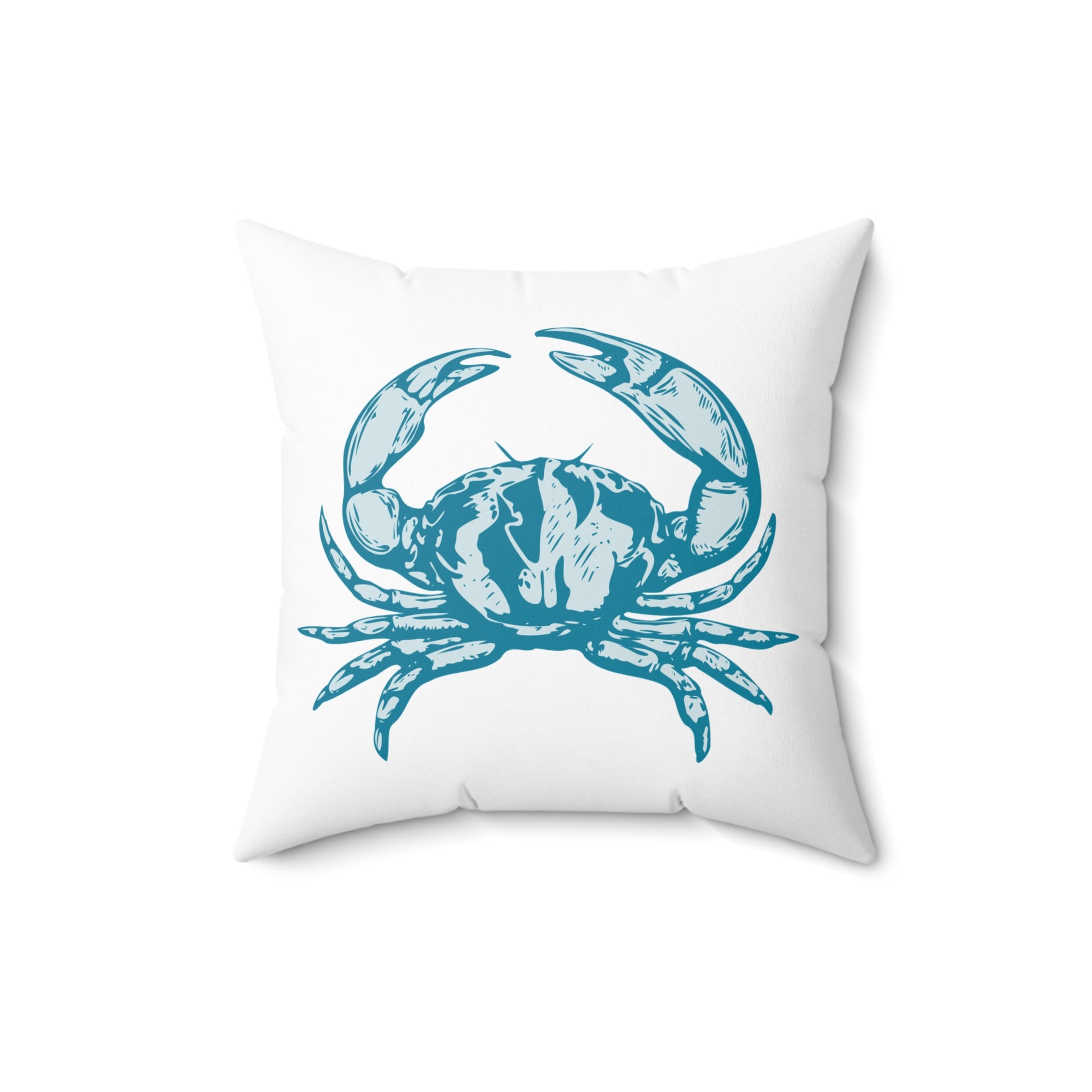 Turquoise Crab Spun Polyester Square Pillow on Caribbean Rays