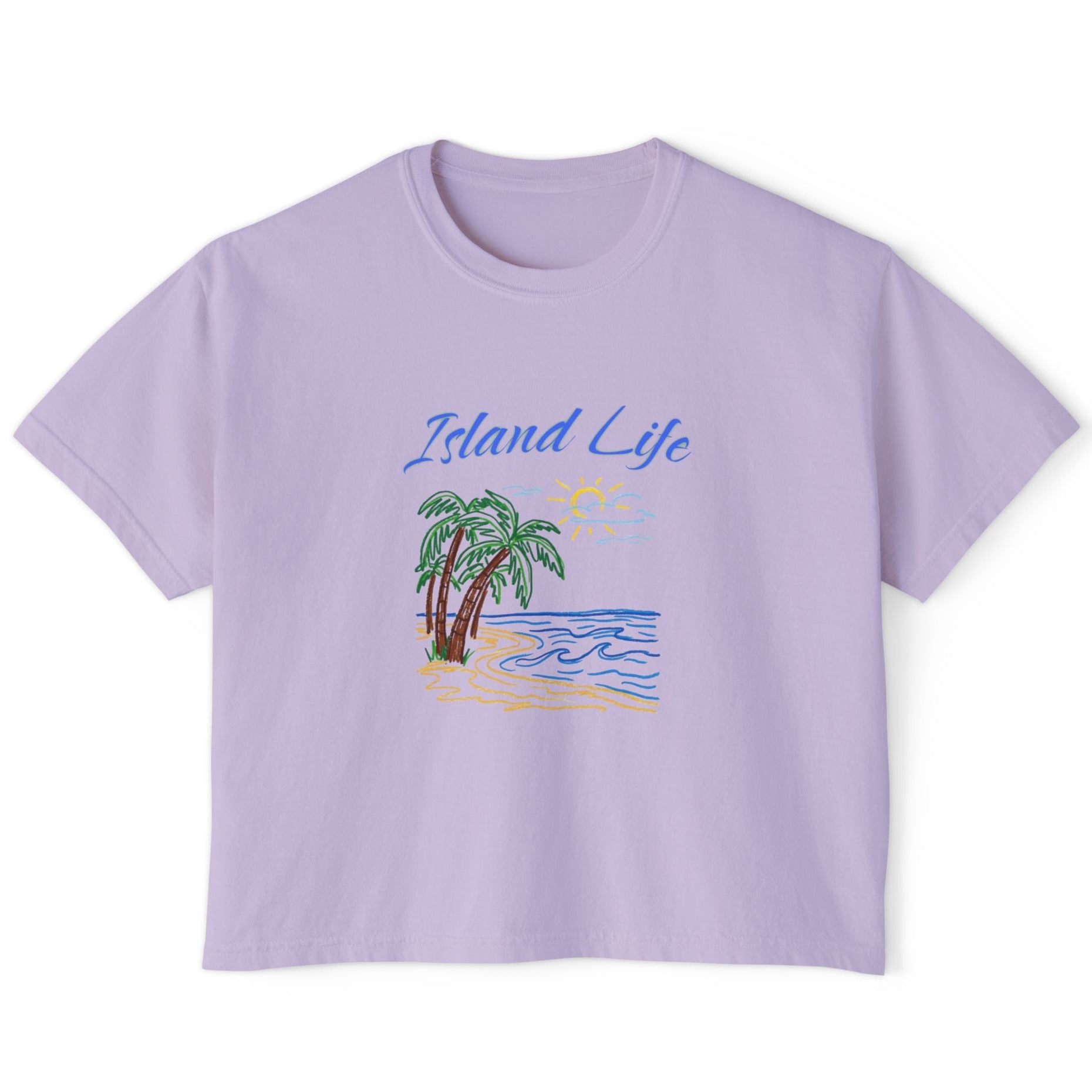 Island Life Boxy Tee — Women's Tropical Palm Beach T‑Shirt
