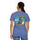 T-Shirt — "Living in Paradise and Loving It" Tropical Parrot Beach Tee