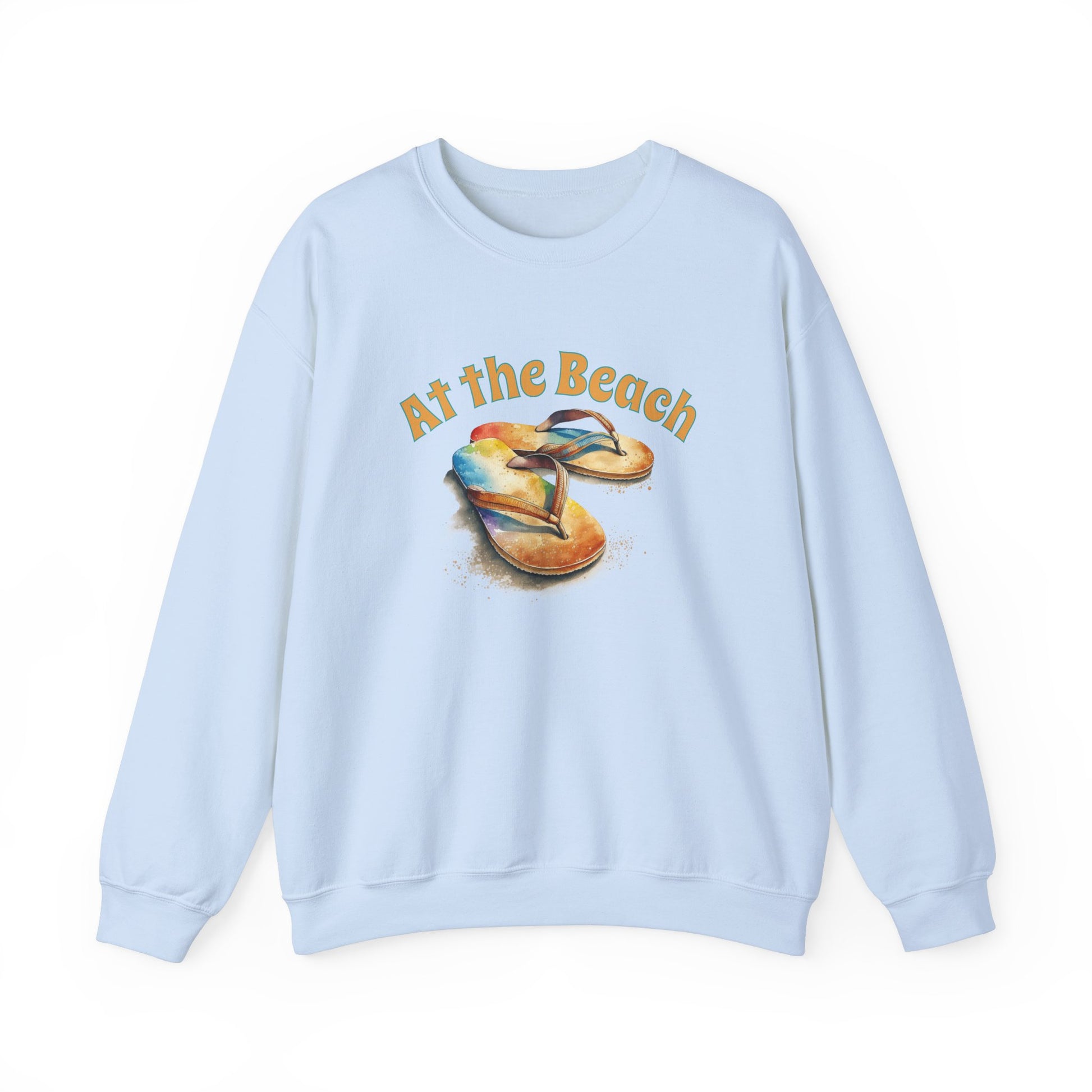 At the Beach Flip Flop Unisex Sweatshirt - "At the Beach" Flip Flop Design -Caribbean Rays