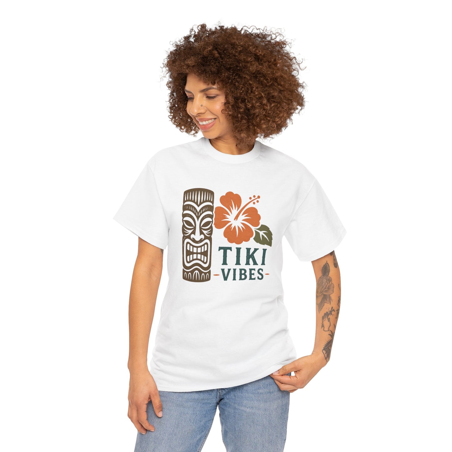 Tiki Vibes Floral Hibiscus Tee