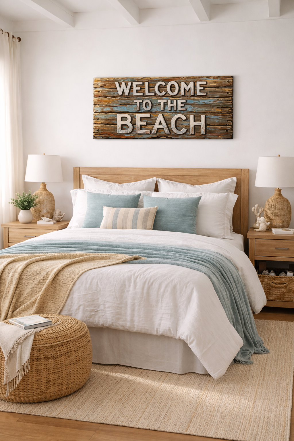 Rustic Welcome to the Beach Lg Canvas Print by Caribbean Rays