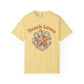 Yellow t-shirt with starfish and shell design and 'Beach Lover' text on a white background