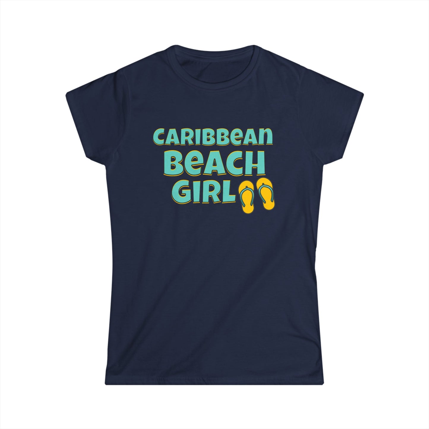 Caribbean Beach Girl T-Shirt — Women's Vacation Flip-Flop Tee