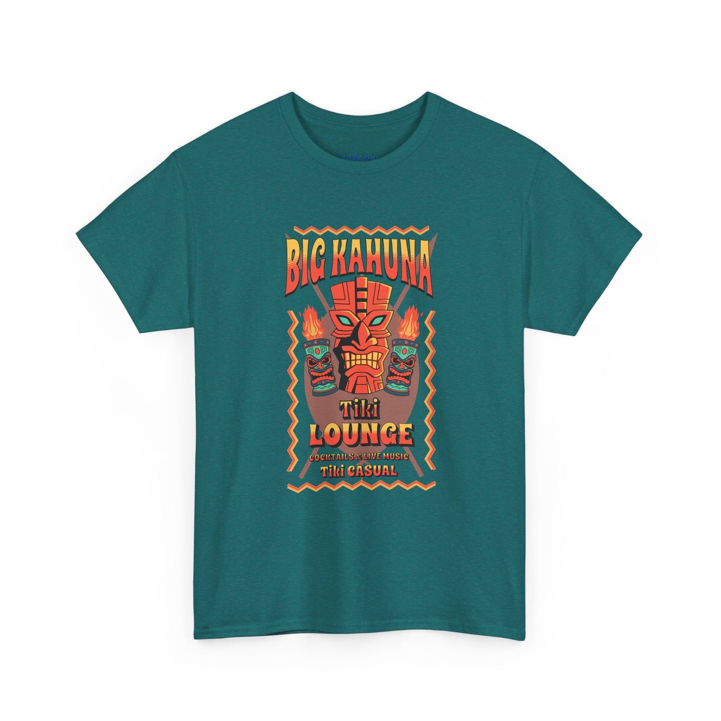 Big Kahuna Tiki Lounge Tee – Heavy Cotton Graphic Unisex T-Shirt on Caribbean Rays
