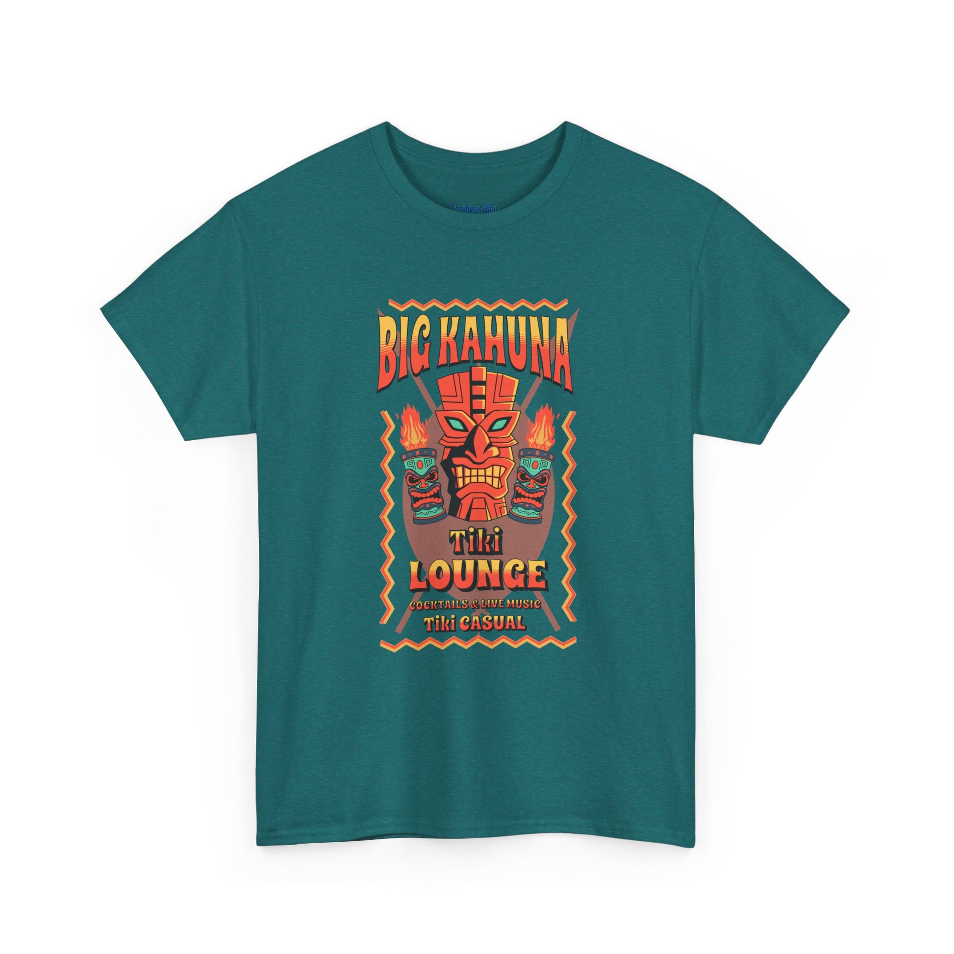Big Kahuna Tiki Lounge Tee – Heavy Cotton Graphic Unisex T-Shirt on Caribbean Rays