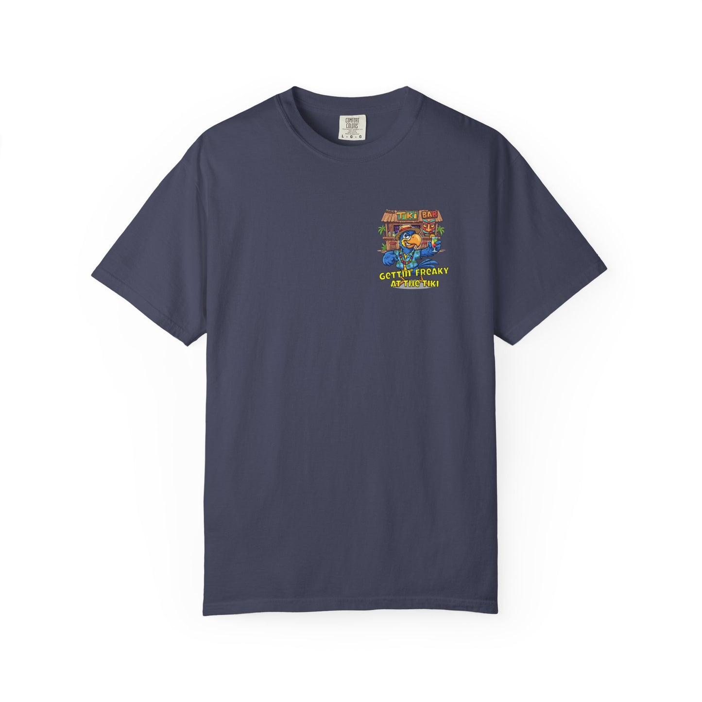Gettin' Freaky at the Tiki Dancing Parrot Comfort Colors T-shirt