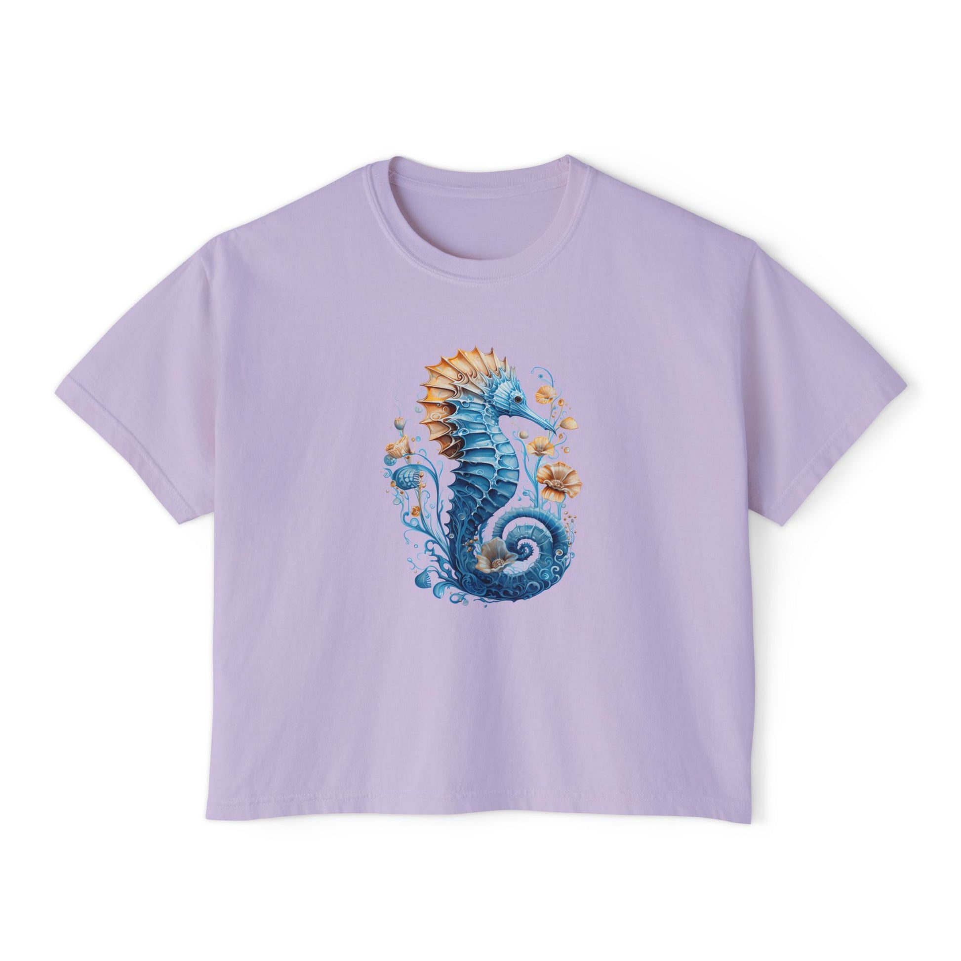 Seahorse Watercolor Women's Boxy Tee at Caribbean Rays