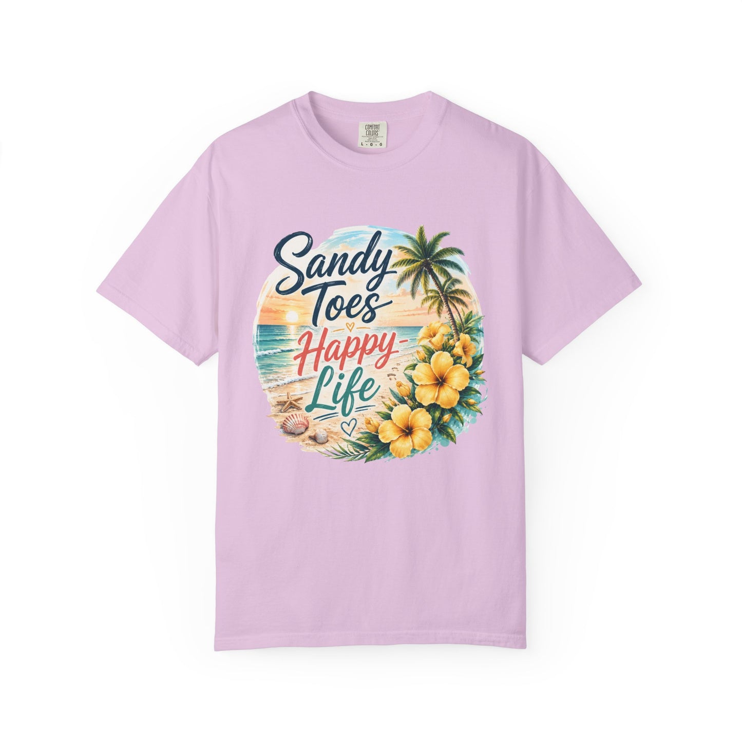 Sandy Toes Happy Life T-Shirt — Tropical Beach Vacation Tee