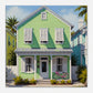  Green Key West House Canvas Wall Print by Caribbean Rays