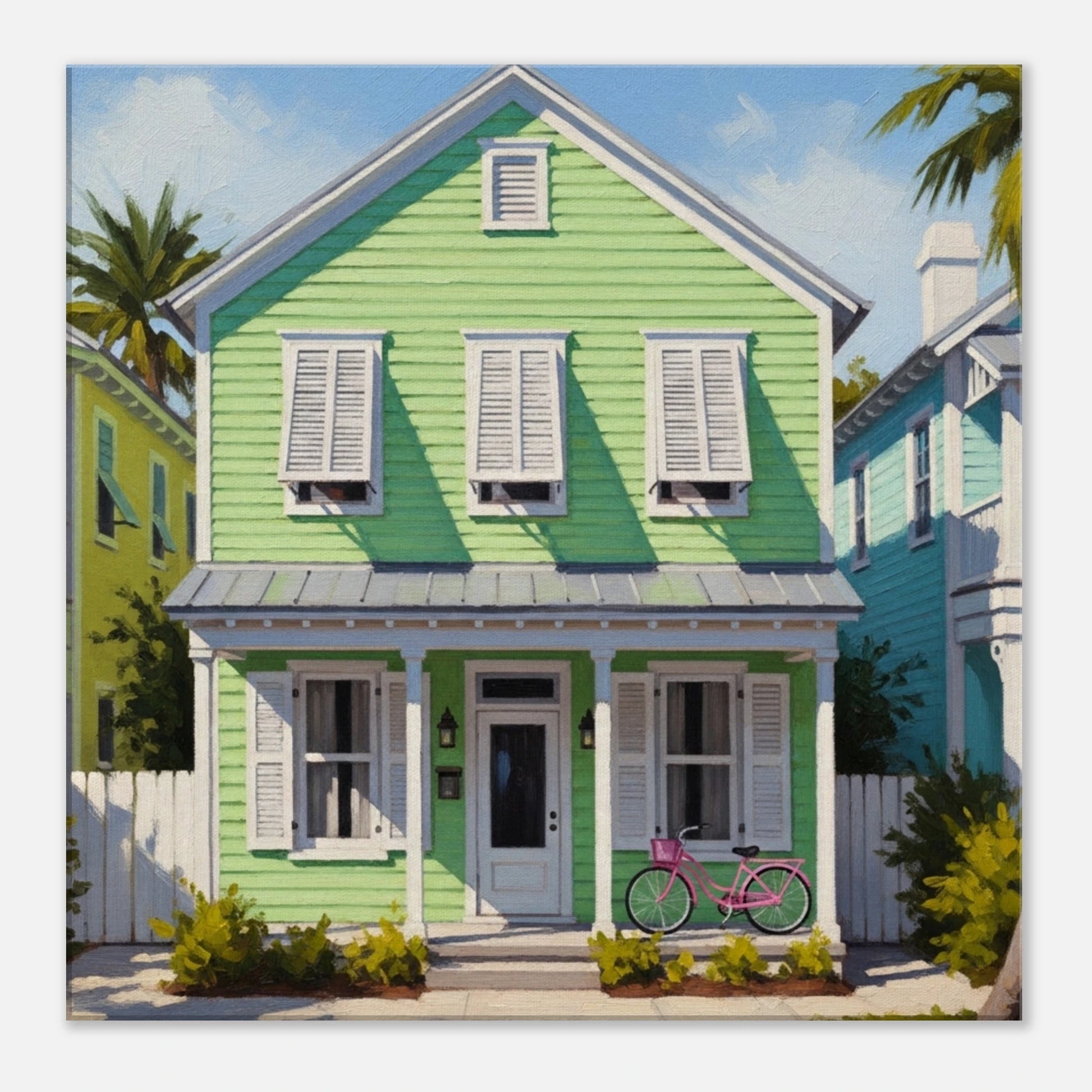  Green Key West House Canvas Wall Print by Caribbean Rays
