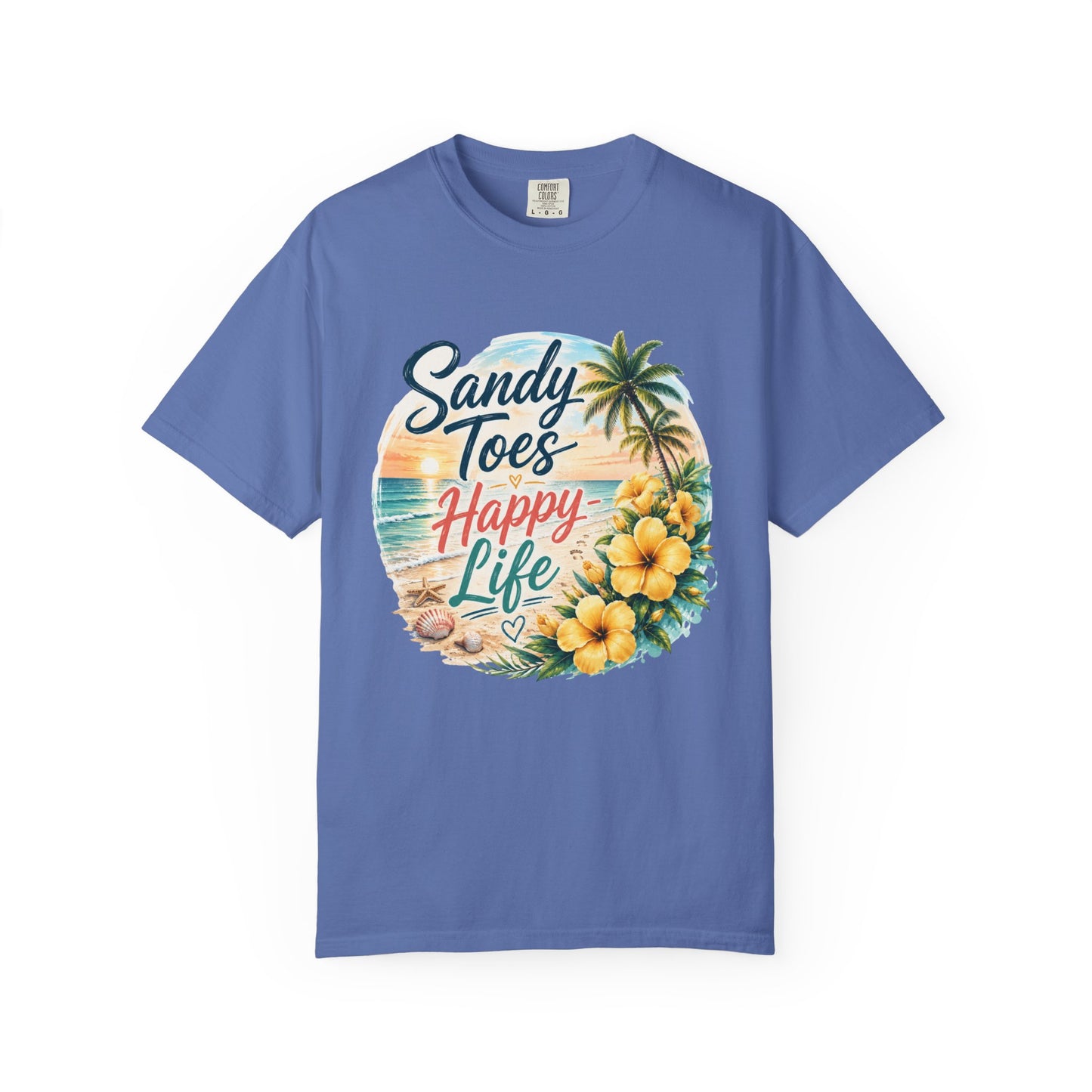 Sandy Toes Happy Life T-Shirt — Tropical Beach Vacation Tee