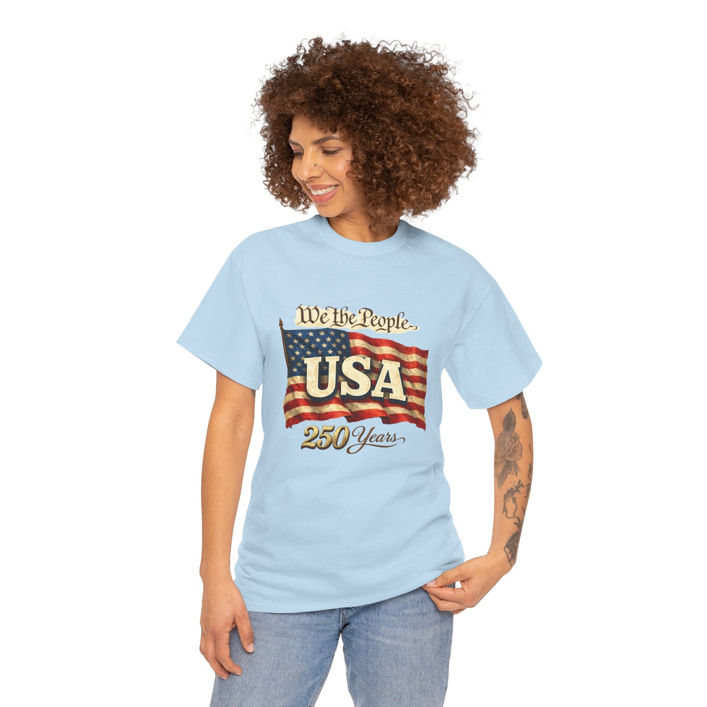USA 250 Years Vintage Flag T-Shirt — "We the People" Patriotic Tee