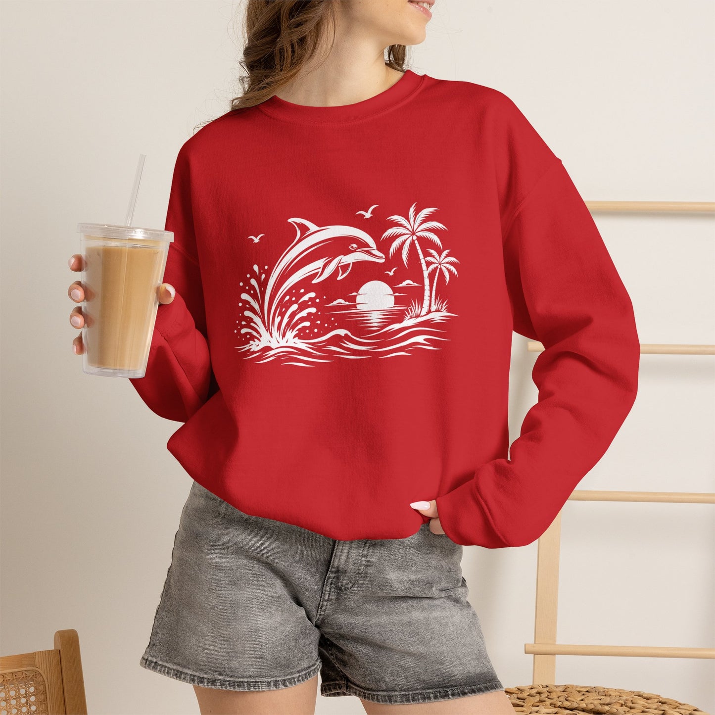 Dolphin Sunset Crewneck Sweatshirt