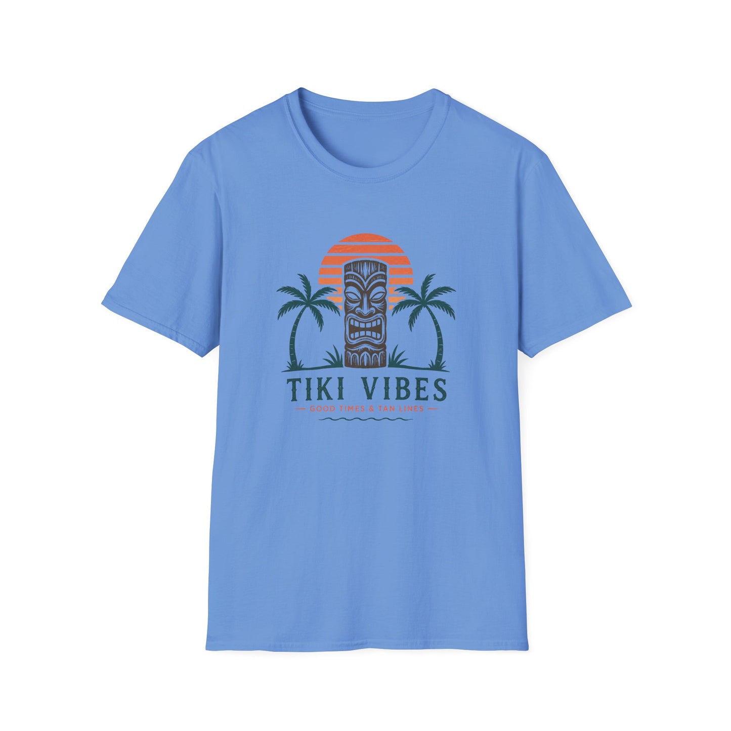 Tiki Vibes Sunset Tee (Palm Trees & Tiki Mask)