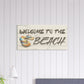 Welcome to the Beach with Flip Flop Canvas Wall Print on Caribbean Rays