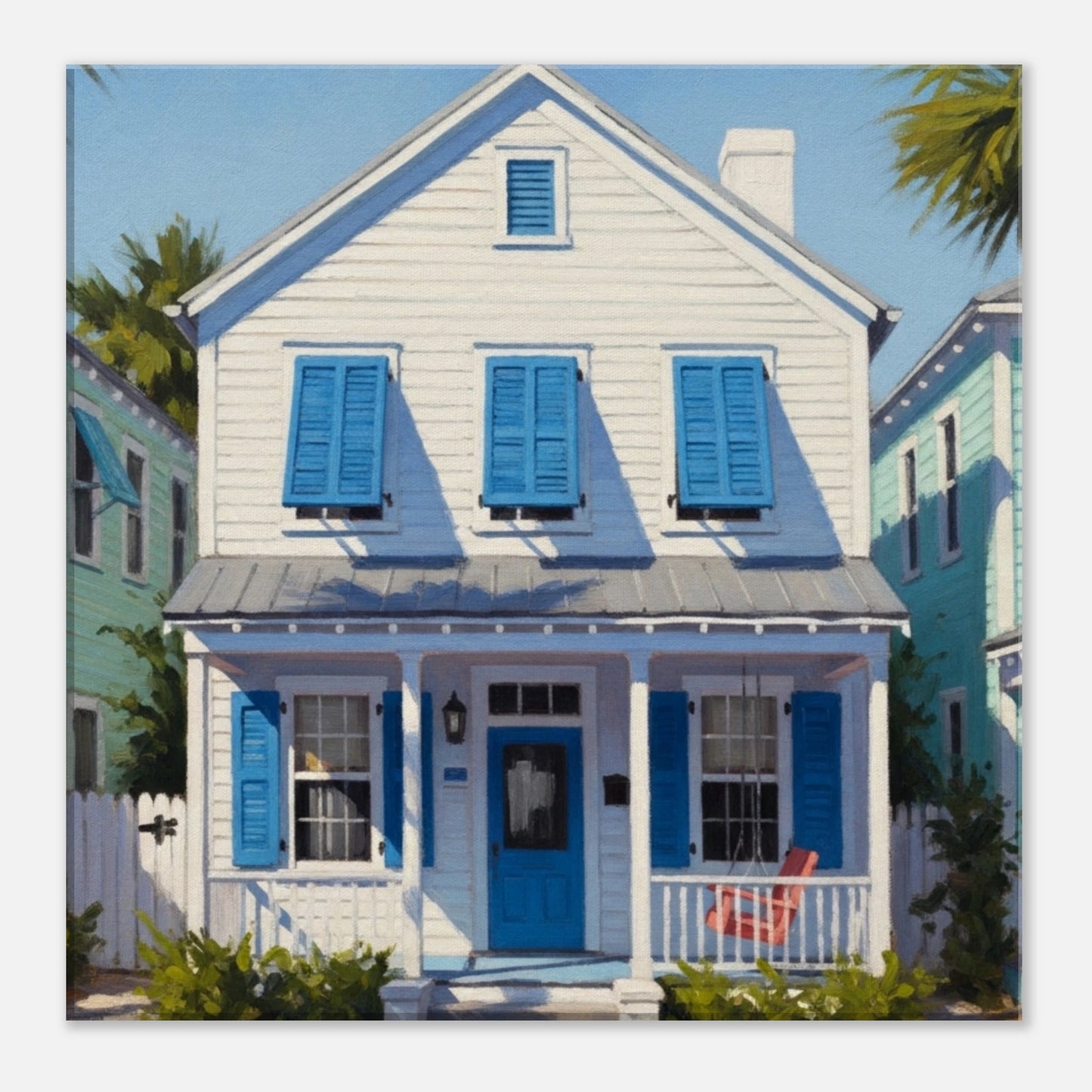 White Key West House Canvas Wall Print -at Caribbean Rays 