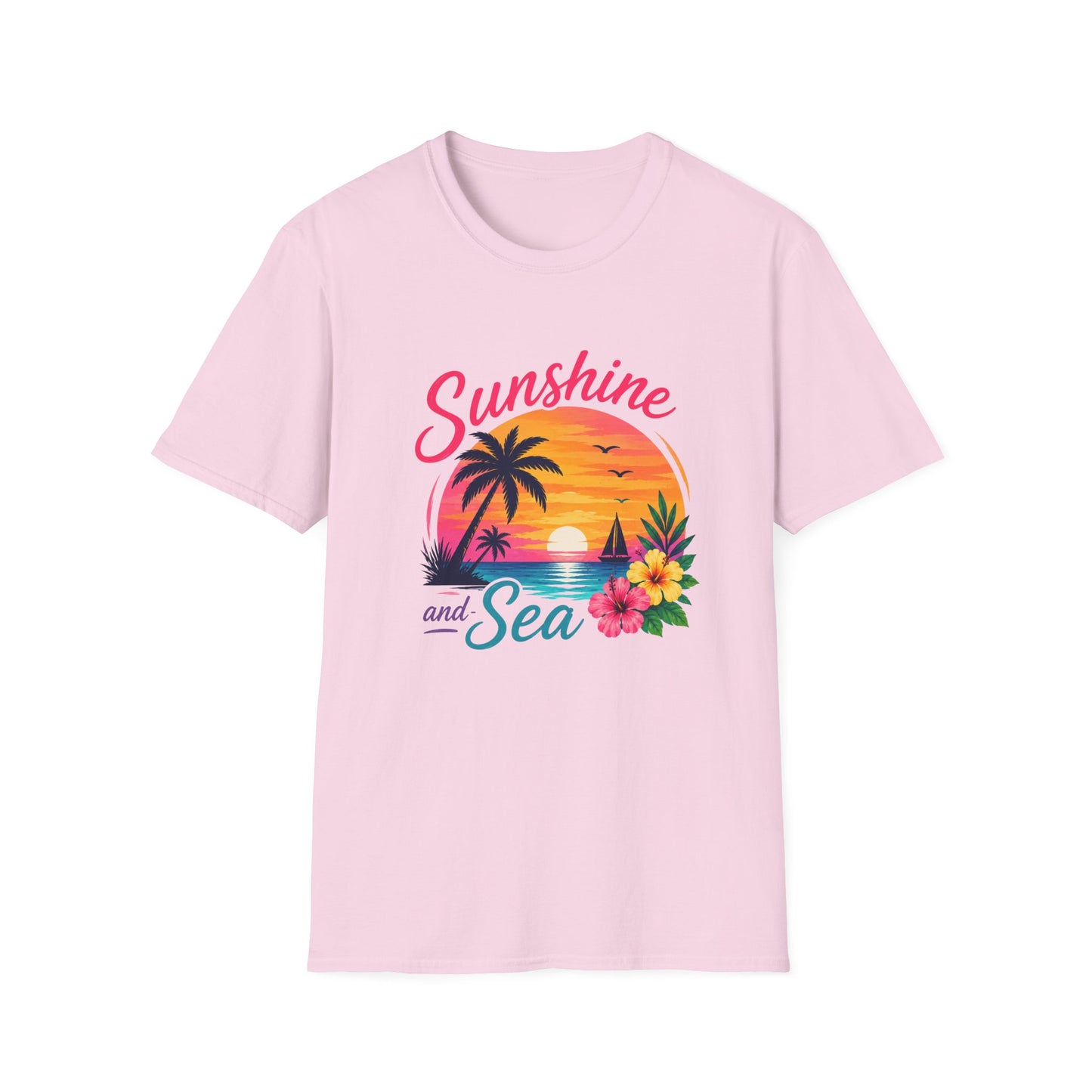 Sunshine and Sea T-Shirt — Tropical Palm Beach Sunset Tee